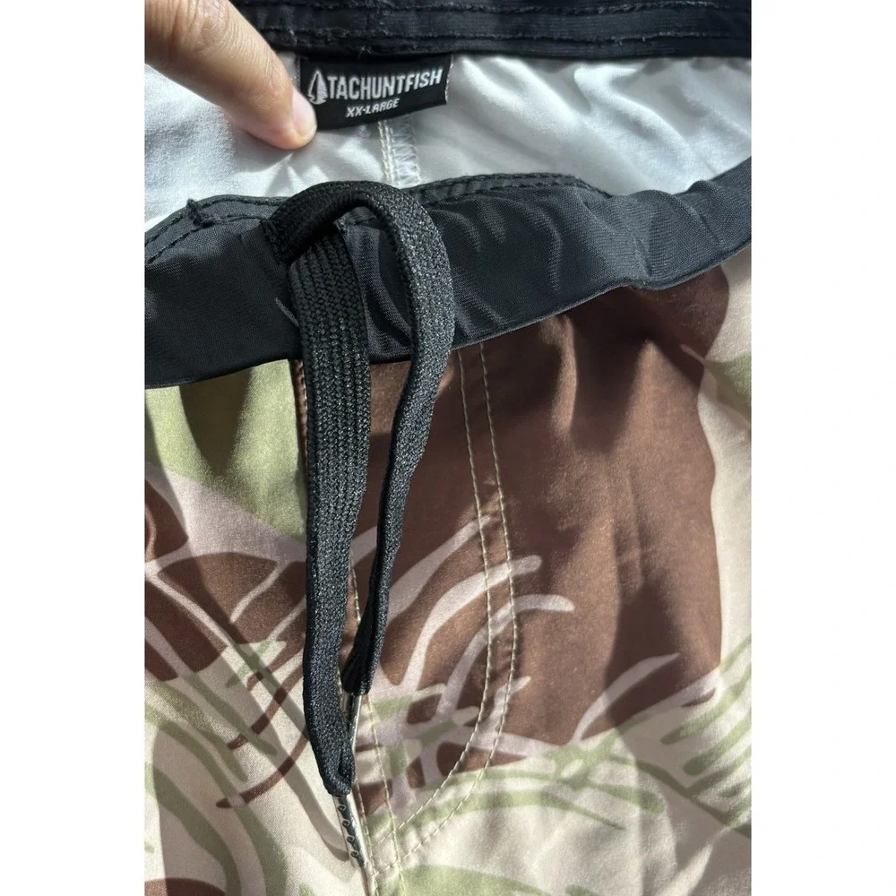 TacHuntFish Shorts Mens XXL Brown Camo Rhodesian Brushstroke Tactical Training